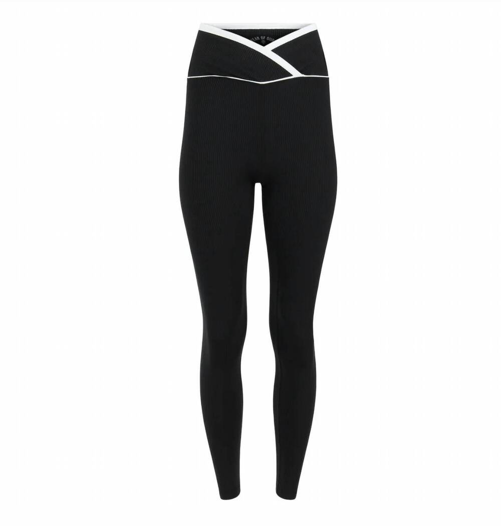 NEW YEAR OF OURS women's ribbed two tone veronica leggings in black